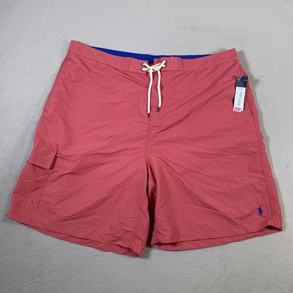Polo Ralph‎ Lauren Swim Trunks  2XB Pink Nylon Salmon Splash Big & Tall NEW - Picture 1 of 12